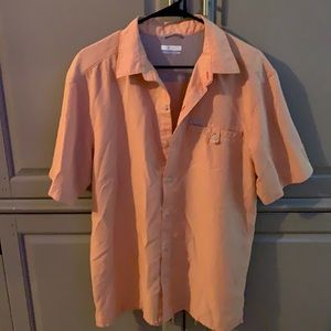 Orange Columbia short-sleeved button shirt